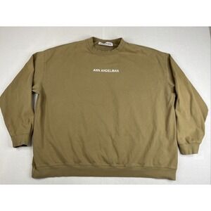 ANN ANDELMAN Logo Oversized Sweatshirt Womens 36 Pullover Beige Cotton Sweater